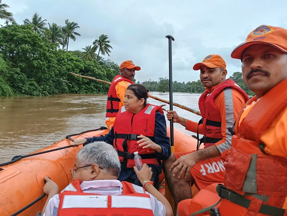 PTI : 
Relief operation in flood affected areas of Navsari